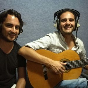 Con Diego del Morao. Grabación de Tangos en "Suspiros del Flamenco".