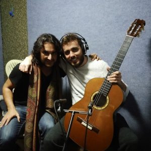 Con Jesús Guerrero. Grabación de Serrana en "Suspiros del Flamenco".